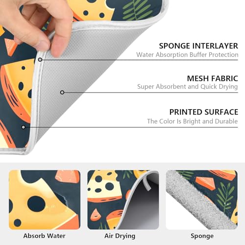 ALAZA Cheese Palm Leaf Dish Drying Mats Absorbent Microfiber Drying Pad Kitchen Countertop Draining Mat 18 x 24 Inches - size: 18" x 24"