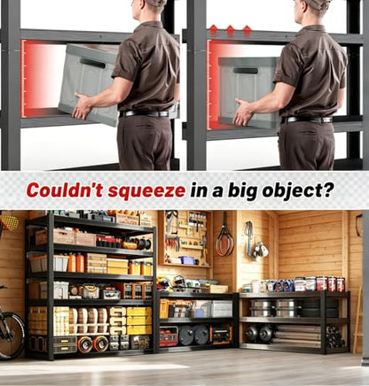 84" H 5-Tier Heavy Duty Storage Shelves, 3000LBS Capacity Adjustable Metal Industrial Garage Shelving Units,Freestanding Storage Rack for Shop and Warehouse, 84" H x 55" W x 24" D - size: 24"D x 55.1"W x 84.1"H(Metal Board)