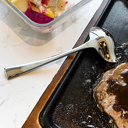 IMEEA 7-Inch Small Sauce Ladle with Pour Spout 18/10 Stainless Steel Drizzle Spoon for Gravy, Dressing, Sauce - size: 1 x Sauce Spoon