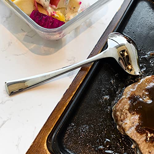IMEEA 7-Inch Small Sauce Ladle with Pour Spout 18/10 Stainless Steel Drizzle Spoon for Gravy, Dressing, Sauce - size: 1 x Sauce Spoon