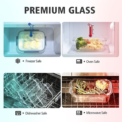S SALIENT 24 Pieces Glass Food Storage Containers with Lids,Glass Meal Prep Containers Set with Locking Lid,Airtight Glass Lunch Container for Kitchen,BPA Free(12 Lids & 12 Containers) - color: Gray