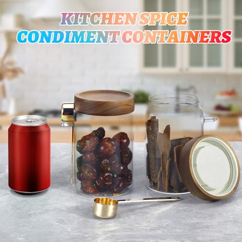 Glass Coffee Jars with Scoop Glass Jar Airtight Lid Seasoning Containers Glass Spice Jar Pantry Storage Containers for Kitchen Sugar Coffee Bean Nuts Cookies Herbs (900ml/30oz-1 pack -with spoon) - color: 900ml/30oz-1 pack -with spoon