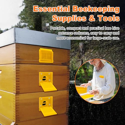 Bee Hive Entrance Reducer, 6 Pack Plastic Beehive Entrance Reducer, Yellow Portable Mouse Guard for Beehive,Bee Hive Ventilation,Beehive Travel Gate,Bee Hives Boxes Starter Kit, Beekeeping Supplies - color: Yellow-6pcs