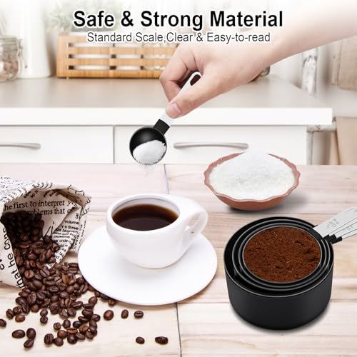 Measuring Cups and Spoons Set, 10 Pieces Nesting Measure Tools, Kitchen Essentials Gadgets with Stainless Steel Handle for Dry & Liquid Ingredient, Black - color: Black 10 Pcs