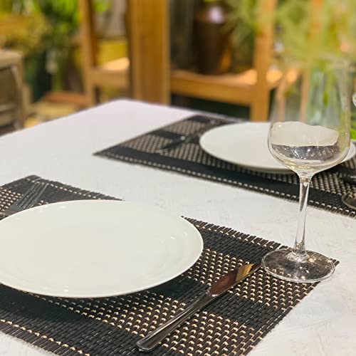 Set of 8 Pcs Bamboo Placemats Natural Anti-Slip Bamboo Placemats Washable Heat-Resistant Table Mats for Dining Room and Kitchen (Black+White) - color: Black+white, size: Set of 8 Placemat 17.7 x 11.8 inch