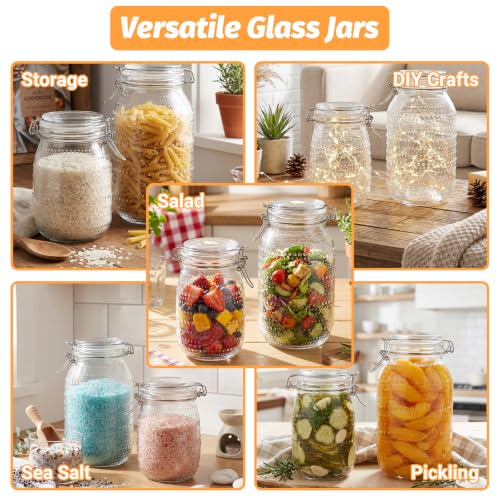 Alotpower 64 oz Wide Mouth Mason Jars with Airtight Lids 3 Pack | Half Gallon Canning Jars with Hinged Lids for Canning,Pickling,Pantry Organization,Fermentation,Dry Food and Storage - color: 64fl.oz 3pack