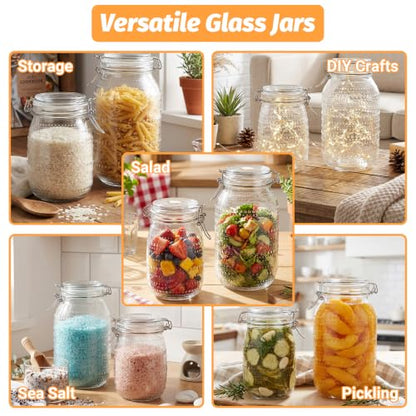Alotpower 64 oz Wide Mouth Mason Jars with Airtight Lids 3 Pack | Half Gallon Canning Jars with Hinged Lids for Canning,Pickling,Pantry Organization,Fermentation,Dry Food and Storage - color: 64fl.oz 3pack