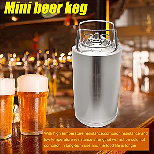 507 oz Mini Stainless Steel Beer Keg,Portable Home Dispenser System to Keep Fresh for Home Kitchen Brewing Beer,Keeps Carbonation for Craft Beer Draft and Homebrew