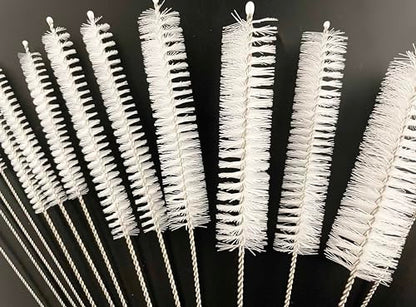 16 Pieces Bottle Brush Set, Nylon Bottle Brush with Flexible Stainless Steel Handle, Small and Long Handle Brush for Washing Narrow Neck Bottle, Straw, Pipes, Cup, Tube, Sink (White) - color: White