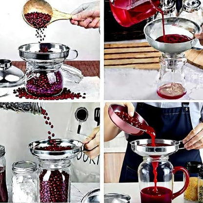 Wide Mouth Funnel Kitchen Jar Funnel with Handle Large Stainless Steel Silver Solid Bottle Filling Regular Mouth Metal Cooking Hopper for Canning Jar Filling Bottle Liquid Kitchen Use - size: 5.12x4.13 inch(13x10.5cm)