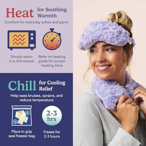 warmies Microwavable Neck & Shoulder Wrap - Heating & Cooling Plush Pad for Calming Relaxation - Weighted & Heated Neck Warmer with Scented Lavender - Microwave Heat Pad for Aches & Pain - Purple - color: Curly Purple