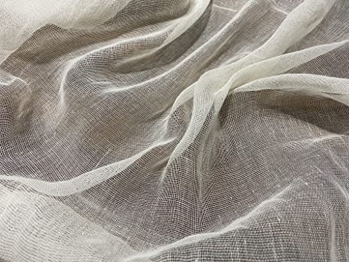Mull Muslin 100% Cotton Fabric Voile Curtains Fine Unbleached Cheesecloth Linen Look Wedding Table Runner - 140cm Wide - Ecru Cream (Per 10 Metres)