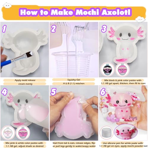 FUNSHOWCASE Taba Squishy Maker Big Axolotl Silicone Mold Gel Kits Pack - color: Axolotl