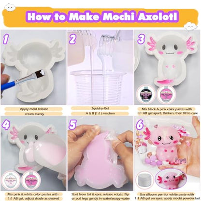FUNSHOWCASE Taba Squishy Maker Big Axolotl Silicone Mold Gel Kits Pack - color: Axolotl