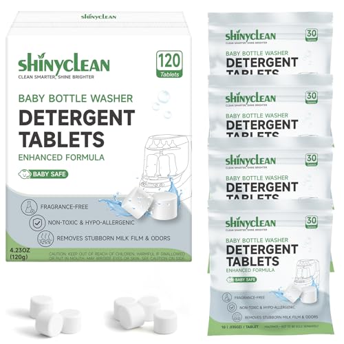 Bottle Washer Detergent Tablets, Fits All Machines, 120 count | Baby-safe, deep cleaning, chlorine & fragrance free, no residue, compatible with Momcozy & Baby Brezza Pro and all brands - size: 120 Count (Pack of 1)