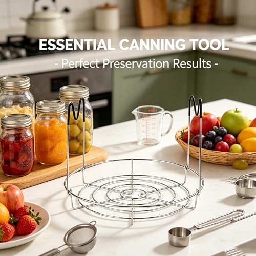 Canning Rack for Water Bath Canne Premium Stainless Steel with Heat Resistant Silicone Handles & Safe Jar Lifter