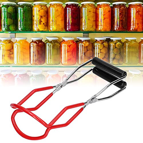 flexman Canning Jar Lifter, Multifunctional Stainless Steel Antiscalding Tray Dish Clamp with Grip Handle, Kitchen Tool for Homes Restaurants Collect Cans (Red) - color: Red