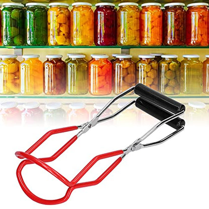 flexman Canning Jar Lifter, Multifunctional Stainless Steel Antiscalding Tray Dish Clamp with Grip Handle, Kitchen Tool for Homes Restaurants Collect Cans (Red) - color: Red