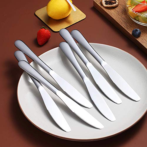Berglander Dinner Knives Set Of 6, Stainless Steel Shiny Mirror Dinner Knife, Butter Knife Spreader Table Knives Sturdy And Dishwasher Safe - color: A. 6 pieces