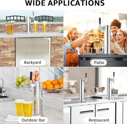 Single Beer Tap Tower, Draft Keg Tap Tower Brass Core Self-Closing Faucet Stainless Kegerator Tower Brewing Tower Kit with Kegerator Lines Parts - size: Single Tap Beer Tap Tower