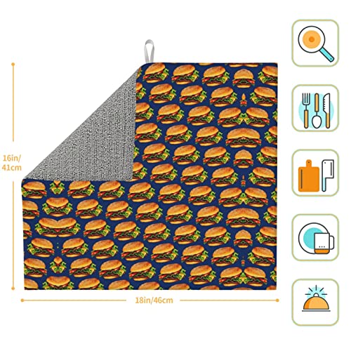 Dish Drying Mat Cheeseburger Hamburger Kitchen Counter Pad Absorbent Non-Slip Mat 18 X16inch