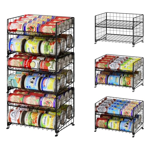 JKsmart 3-Pack Stackable Rack Organizer, Can Rack Storage for Kitchen Pantry Cabinet Holds Up to 64 Cans, 2-Tier Can Holders for Food, Multifunctional Dispenser for Snacks Soda - size: 2Tier-3 Pack