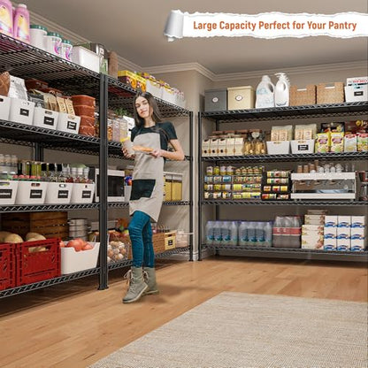 REIBII Storage Shelves 45.3''W Wire Shelving Unit 4 Tier Metal Shelves for Storage Rack Metal Shelving for Pantry Shelves Kitchen Steel Shelving, 45.3''W*63''H*17.7" D - size: 45.3"W×63"H×17.7"D