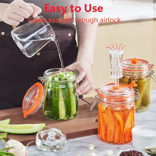 JILLMO Fermentation Jar, 700ml Fermenting Kit with Fermentation Weights and Airlocks, Pack of 2 - size: 700 ML
