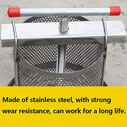 Honey Presser Beeswax Extractor Beekeeping Machine Stainless Steel Household Manual Honey Press Extractor Beekeeping Tool for Wine Honey and Juice Making (201 Stainless steel)