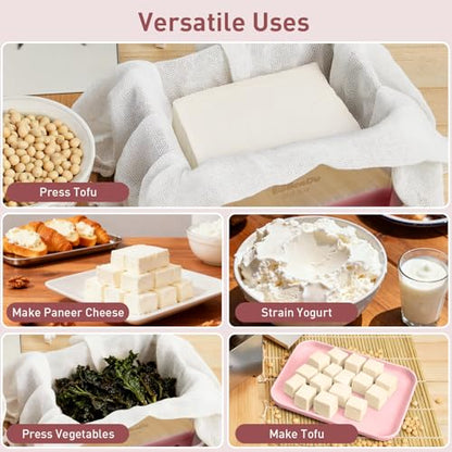 Tofu Press Stainless Steel, Paneer Maker with Tofu Press Cloth and Drip Tray, Improves Tofu Flavor and Texture, for Homemade Tofu, Paneer Press and Cheese Press, Multi-Functional Kitchen Tool（Pink） - color: Stainless Steel Standard