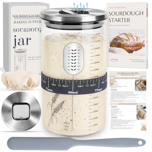 Sourdough Jar Wide Mouth, Sourdough Starter Kit Home and Kitchen, Starter Jar, Sour Dough Starter Kits, Sourdough Bread Baking Supplies, Sour Dough Starter Jars, Sourdough Jars Airflow Lid - color: 1 Pack