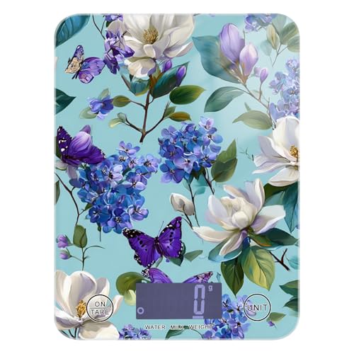 Food Scale Kitchen Scale for Baking Cooking Digital Food Weighing Measuring Scale Small Waterproof Electric Food Scale Elegant Hydrangeas Magnolias Butterflies - color: Elegant Hydrangeas Magnolias Butterflies
