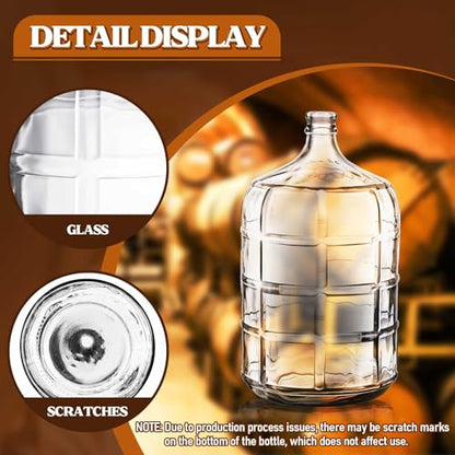 Suzile 2 Pieces 3 Gallon Glass Carboy with Drilled Silicone Stoppers and Airlock Fermenting Carboy Clear Beer Carboy Glass Wine Fermenter for Beer Wine Making Equipment - size: 3 Gallon