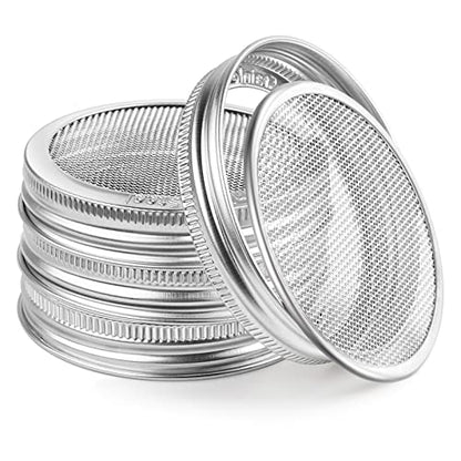 12 Pack Sprouting Lids, 316 Stainless Steel Screen Lid for 86mm Wide Mouth Mason Jar, Alfalfa, Broccoli Mesh Lids (wide mouth lids and rings 4 sets) - style: wide mouth lids and rings 4 sets