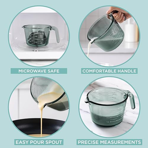 COOK WITH COLOR Glass Measuring Cups - Ideal for Cooking and Baking, Green - color: Green