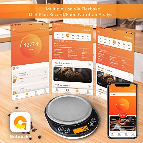 UNIWEIGH Smart Digital Food Scale Grams and Ounces Kitchen Scale 0.1g/3kg | Scale with Nutritional Calculator,Food Weight Scale for Weight Loss,Keto, Macro,Calorie,Meal Prep,6 units,LCD display