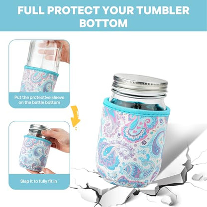 KJQJLY 4 Pcs Mason Jars Sleeves Neoprene 16oz Regular and Wide Mouth Mason Jar Sleeves Holder with Handle (Paisley, 16 OZ) - color: Paisley, size: 16 OZ