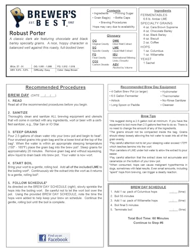 Robust Porter Homebrew Beer Ingredient Kit
