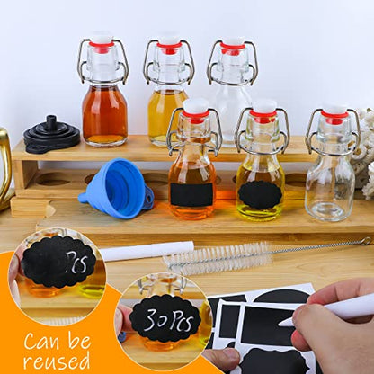 Swing Top Glass Bottles Set of 30, 2oz Small Airtight Bottles with Swing Top Lids, liquor bottles, Flip Top Bottles for Vanilla Extract, Juice Shot, Maple Syrup, for Wedding Party Favors & DIY Gifts