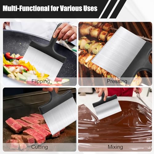 Grill Scraper, Griddle Scraper, Food Scraper with Handle for Blackstone Grill Accessories,Outdoor Barbecue Tools,Stainless Steel Scraper for Blackstone, Flat Top Grill Cleaning, Easy to Remove Stain - style: Grill Scraper