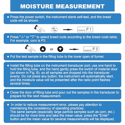 Grain Moisture Meter High Precision Grain Moisture Tester with Temperature Compensation Seed Moisture Meter for 24 Grains including Wheat, Soybean, Coffee and More - color: Test 24 Grains