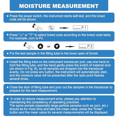 Grain Moisture Meter High Precision Grain Moisture Tester with Temperature Compensation Seed Moisture Meter for 24 Grains including Wheat, Soybean, Coffee and More - color: Test 24 Grains