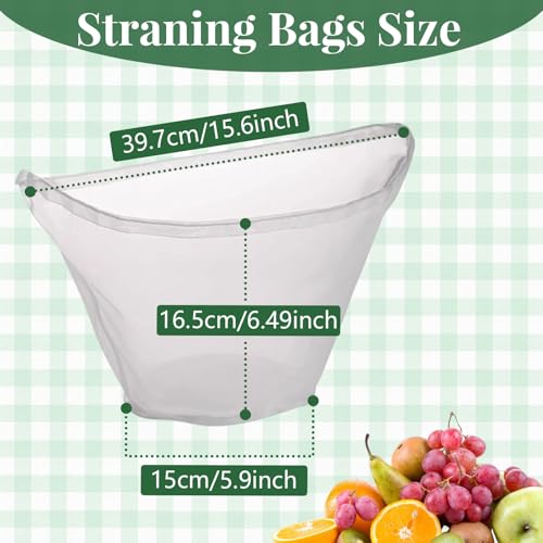 5 PCS Reusable Cheese Cloth Bags for Straining,Fine Mesh Nylon Filter Bags for Nut Milk,Juice,Soy Milk,Dumpling Fillings,and Cheese Making