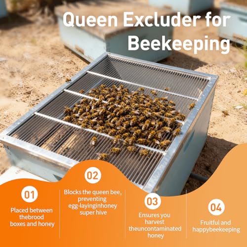 2 Pack Metal Queen Excluder for 8 Frame Hive, Bee Hive Queen Excluder | prevents queen laying in honey supers, galvanized steel, rust resistant, easy install