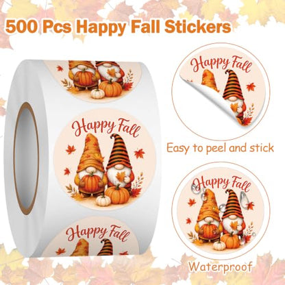 Louise Maelys 500 Pcs Happy Fall Stickers 1.5Inch Autumn Sticker Roll | Gift Wrapping, Thanksgiving Decor, Envelope Seals, Cards, DIY Crafts，Waterproof,Easy to Peel and Stick - color: Fall