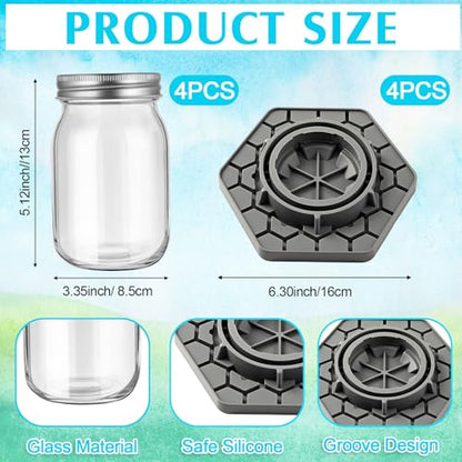 8 Pack Bee Feeder for Mason Jar Bee Watering Station Garden Silicone Sugar Water Feeder Beekeeping Drinking Equipment Tools with Mason Jars for Drinking Water(Grey,Hexagon) - color: Gray, style: Hexagon
