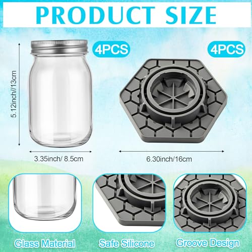 8 Pack Bee Feeder for Mason Jar Bee Watering Station Garden Silicone Sugar Water Feeder Beekeeping Drinking Equipment Tools with Mason Jars for Drinking Water(Grey,Hexagon) - color: Gray, style: Hexagon
