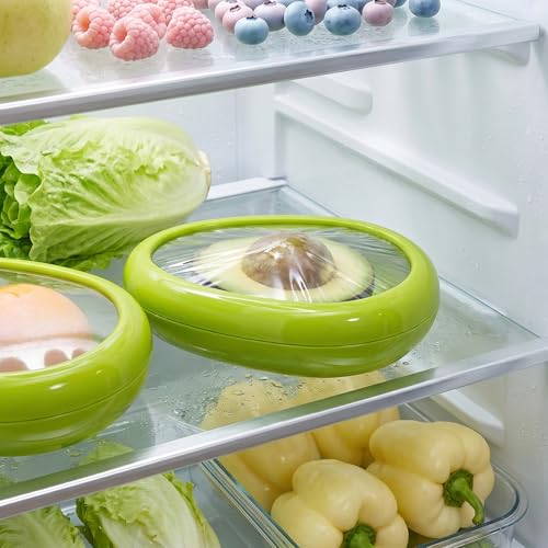 Reusable Food Cover with Lid Stretch Wrap Saver for Fruit and Vegetables Kitchen Storage Cover for Onion Lemon Tomato - color: green