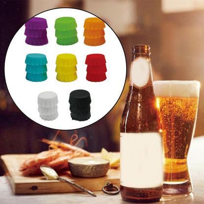 24 PCS Silicone Rubber Bottle Caps in 8 Colors – Reusable Beer, Soda & Wine Bottle Seals for Home Brewing and Kitchen Use
