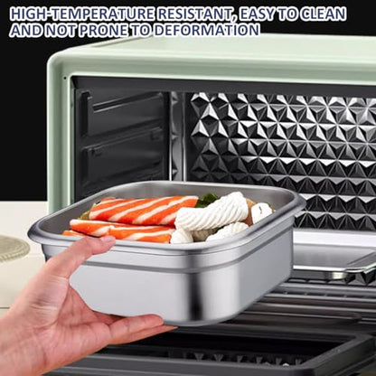 Stainless Steel Brining Container 1.8L, Airtight Marinade Container with Lid, Handle & Buckle, Oven Safe for Roasting, Brining, Meal Prep & Storing Tiered Trays Platters
